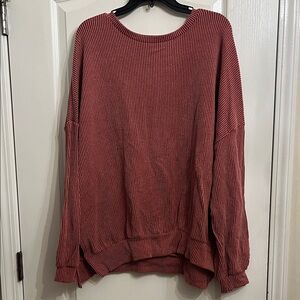 Ellie Ribbed Knit Sweater - Deep Red